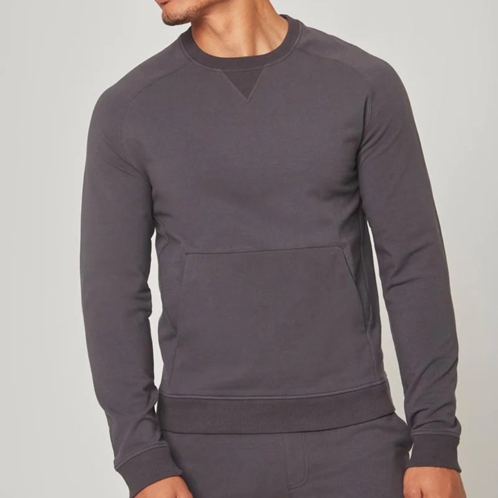 MPG Unwind Crew Neck Sweatshirt Pullover w/ Front Pocket - Asphalt - SIZE M NWOT